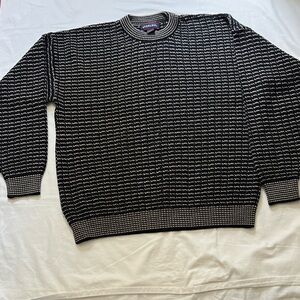 Men's Striped  vintage Black and Cream Crewneck Sweater